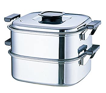 【未使用】【中古】神子島製作所 桃印 角型蒸器 27cm2段 18-0ステンレス 日本 AMS69272｜ムジカ＆フェリーチェ店