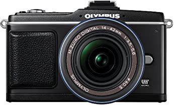 【中古-人並み外れたに好いたらしい】OLYMPUS マイクロ一眼 PEN E-P2 水晶体一揃いの道具 黒いこと E-P2LKIT-BLK