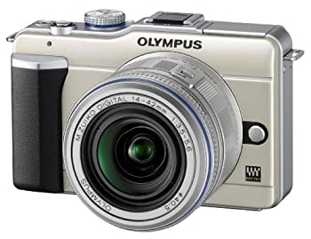 【中古】OLYMPUS 鏡鑑受け答え一眼 PEN E-PL1水晶体一揃いの道具 三鞭酒ゴールド E-PL1 LKIT GLD