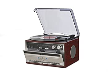 【未使用】【中古】エバリエント 木目調Wカセットレコードプレーヤー TT-386W