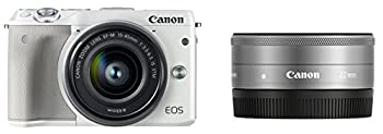 【中古-非常に良い】Canon ミラーレス一眼カメラ EOS M3 ダブルレンズキット(ホワイト) EF-M15-45mm F3.5-6.3 IS STM EF-M22mm F2 STM 付属 EOSM3WH-WLK2