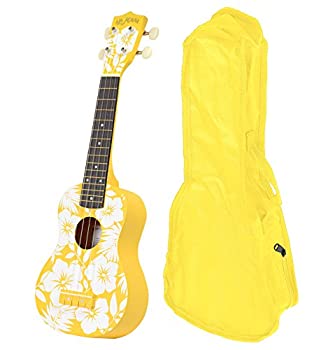 【中古-非常に良い】AlaMoana アラモアナ ギアペグ式 ソプラノウクレレ ハイビスカス柄 イエロー UK-100G/HYW (ソフトケース付き)