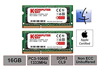 【未使用】Komputerbay 16GB 1333MHz Laptop Memory 204Pin SO-DIMM DDR3-1333 PC3-10600 2 8GB Lifetime Warranty