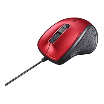 【中古-非常に良い】バッファロー BSMBU300RD 有線 BlueLED 静音 5マウス レッド