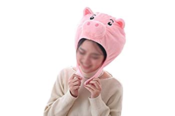 【未使用】【中古】萌え萌え　癒やし　ブタのかぶり物　　 　コスチューム　もふもふ (ピンク)