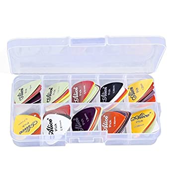 【未使用】【中古】Yammy プラスチック製　24個　ベース　ギター用のピック　ピック　様々な厚さ　カラフル　収納ボックス付