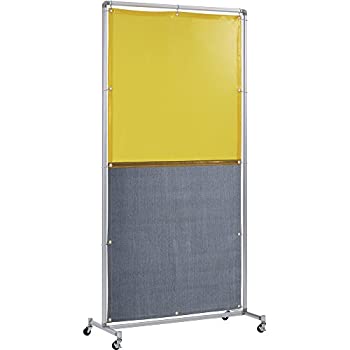 【中古】吉野 遮光火花兼用衝立(イエロー×A種シート)1×2 単体キャスター YS-12SC-Y-BW 火花用衝立