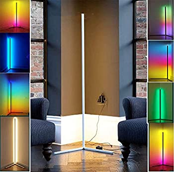 【未使用】【中古】モダンなLEDコーナーフロアランプリモコン付き調光可能なフロアライト北欧の装飾リビングルーム用ホームフロアランプナイトライト調光スタンディ｜ムジカ＆フェリーチェ店