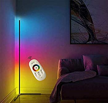 【中古-非常に良い】20W モダンなLEDコーナーフロアランプリモコン付き調光可能なフロアライト北欧の装飾リビングルーム用ホームフロアランプナイトライト調光スタン