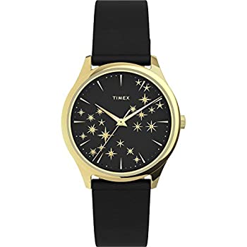 【中古】【輸入品・未使用】Timex レディース Starstruck 32mm 腕時計 - ローズゴールド調ケース ホワイトダイヤル グレーレザーストラップ ブラック/ゴールド調。