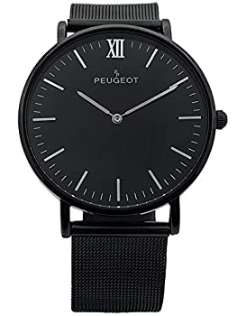 【中古】【輸入品・未使用】Peugeot メンズ ウルトラスリム ミニマリスト 腕時計 40mm メンズ ステンレススチール ブラックメッシュバンド 読みやすい文字板 ブラック 19,466円