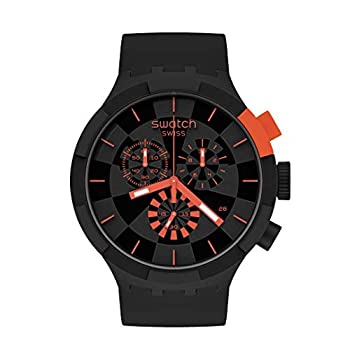 【中古】【インポート品・未当て嵌める】Swatch クォーツシリコンストラップ 黒いこと 20カジュアルウォッチ (青写真:SB02B402)