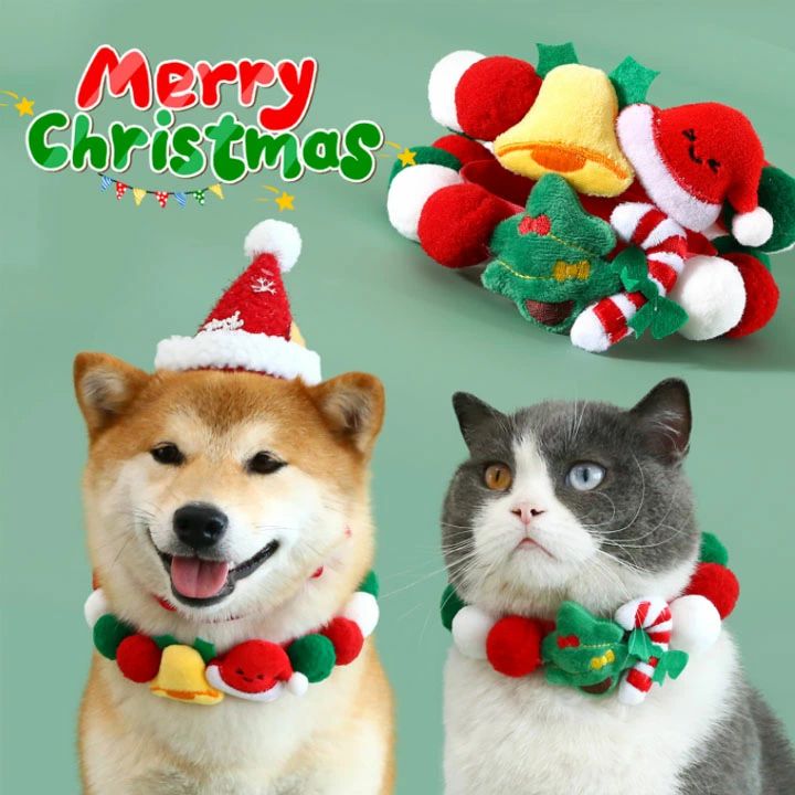 楽天市場】猫首輪 犬首輪 二個セット クリスマス風 猫 犬