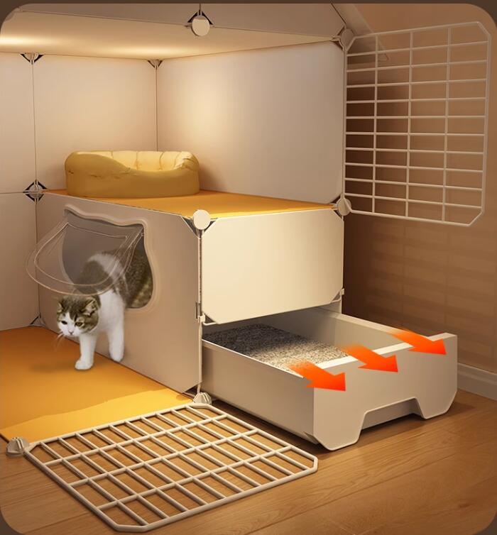 キャットケージ 3スタイル 2段 3段 組み立て 収納 ケージ 猫ケージ トイレ付き 引き出し式 留守番 脱走防止 保護 ねこ キャット ネコ ペット用品 大型 頑丈 猫ハウス かわいい おしゃれ 猫用品 10,410円