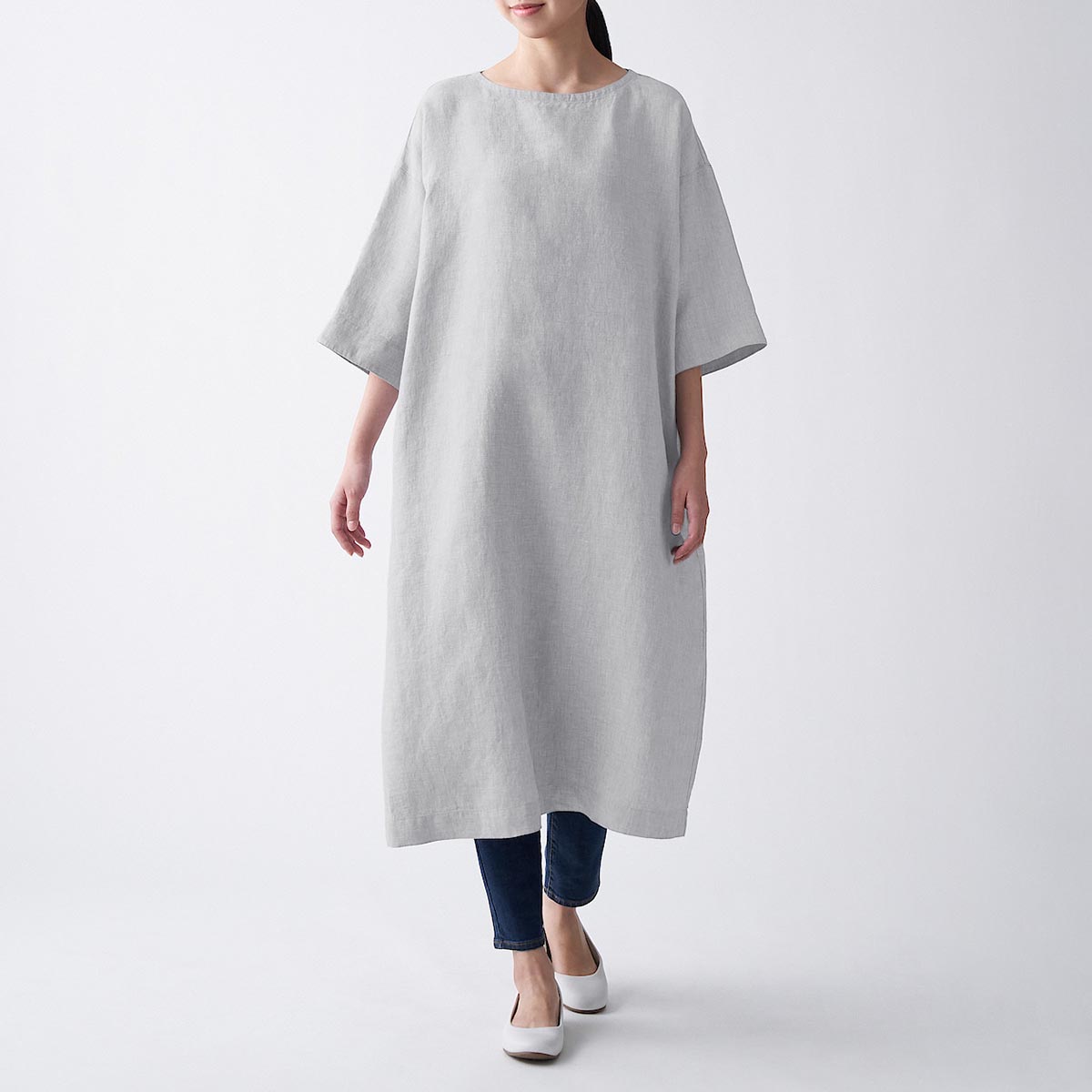 楽天市場 無印良品 公式 フレンチリネン洗いざらし七分袖ワンピース 婦人 無印良品
