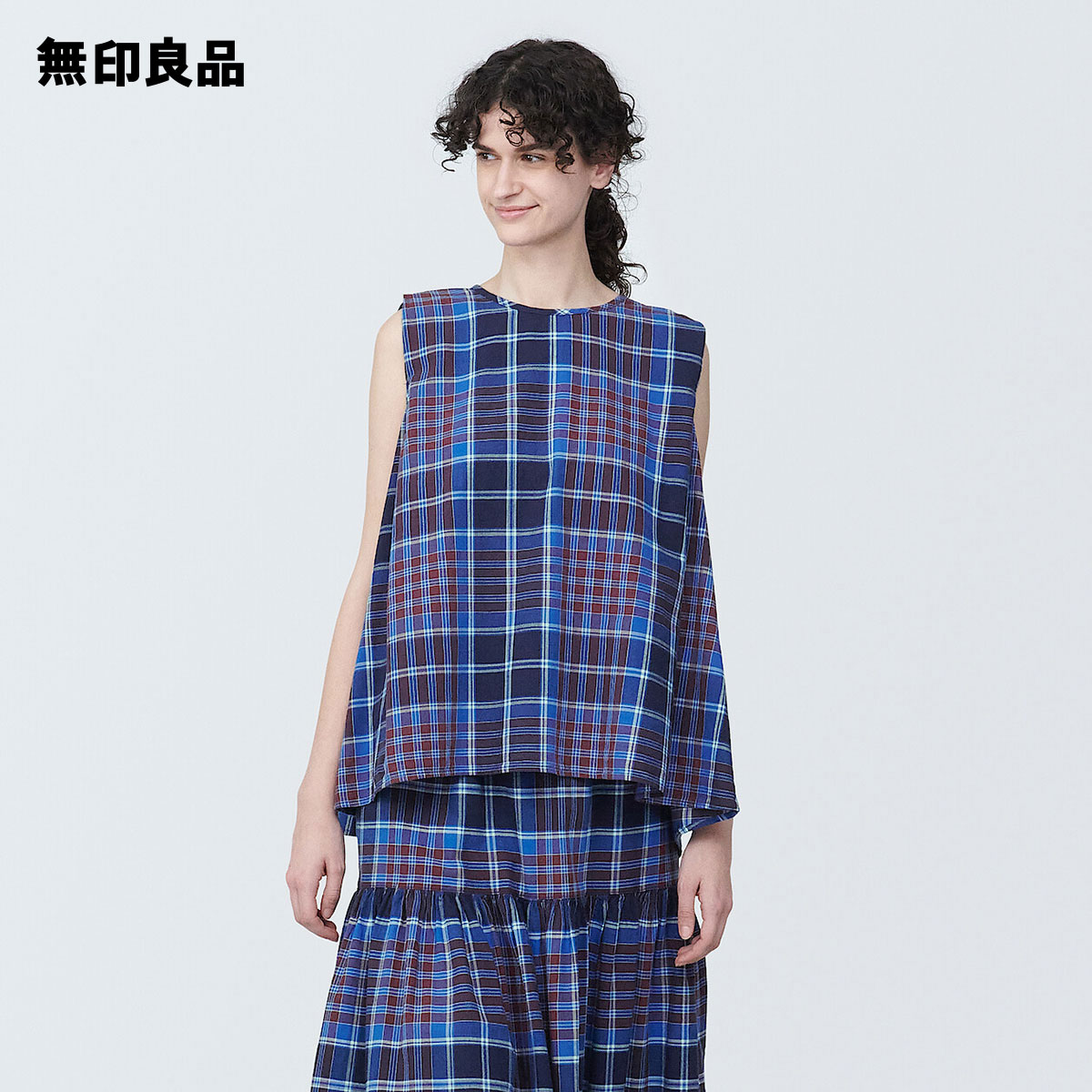 無印良品 公式】婦人 マドラスチェック クルーネックスリーブ
