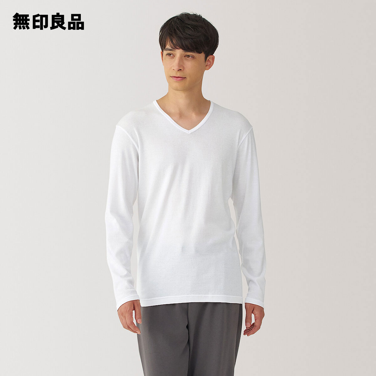 無印良品 あったか綿 厚手 Lサイズ 黒白 Tシャツ 2枚セット 婦人 あったか綿 厚手 Ｕネック八分袖Ｔシャツ | 無印良品