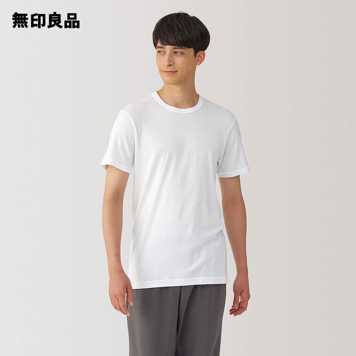 クルーネックワイドtシャツ 販売 無印 メンズ