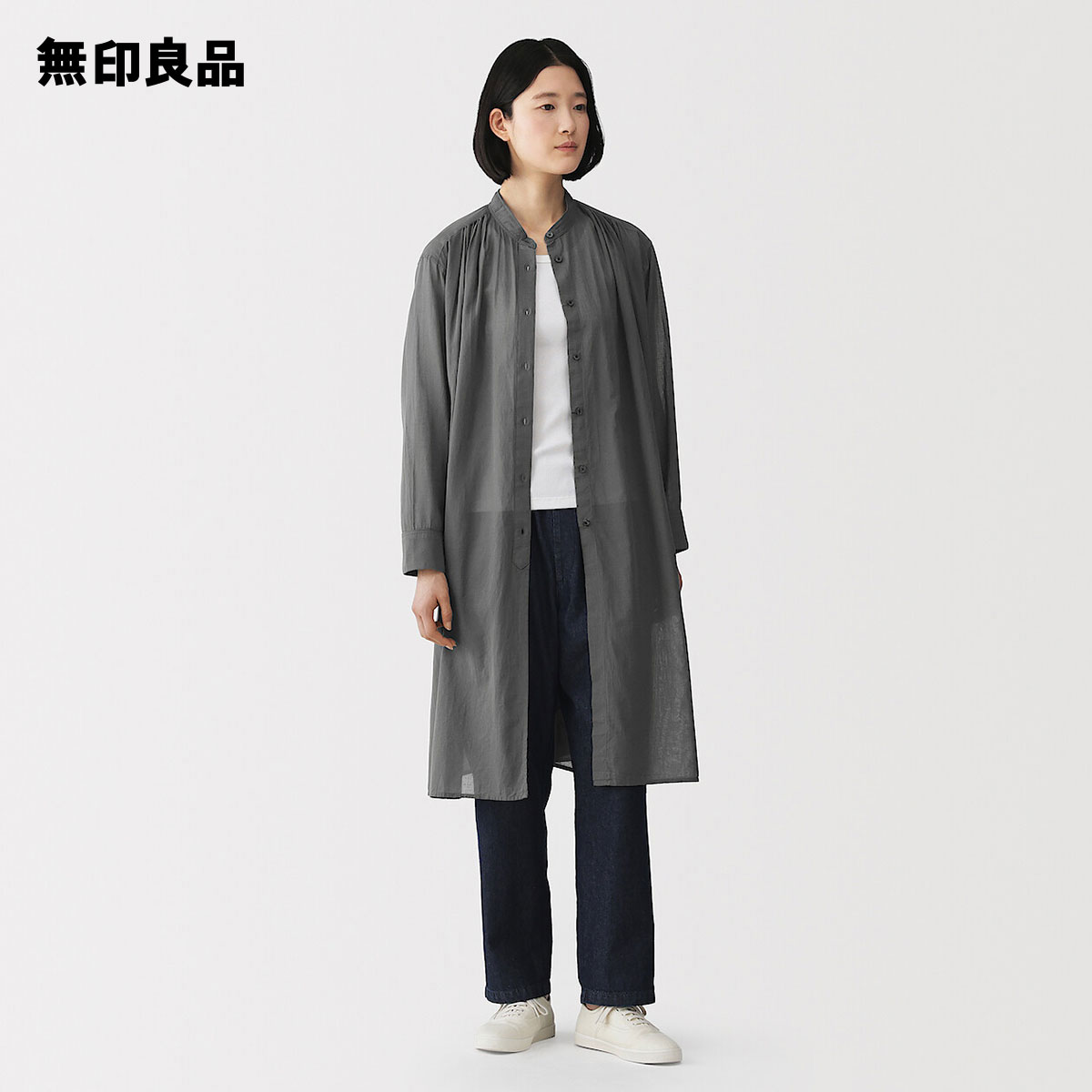 強撚 シアー長袖シャツワンピース【無印良品 公式】