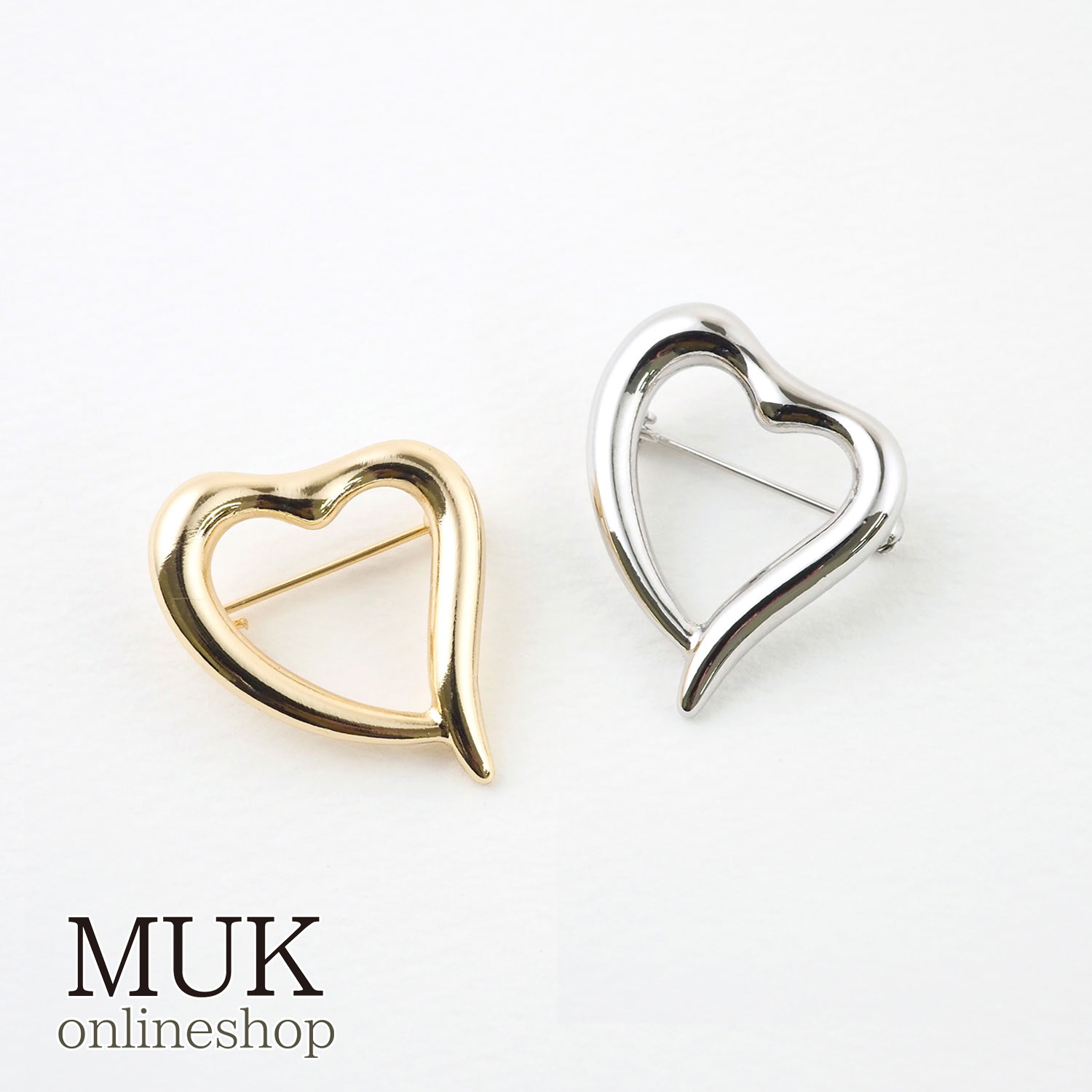 楽天市場】ブローチ ハート オープンハート メタル シンプル