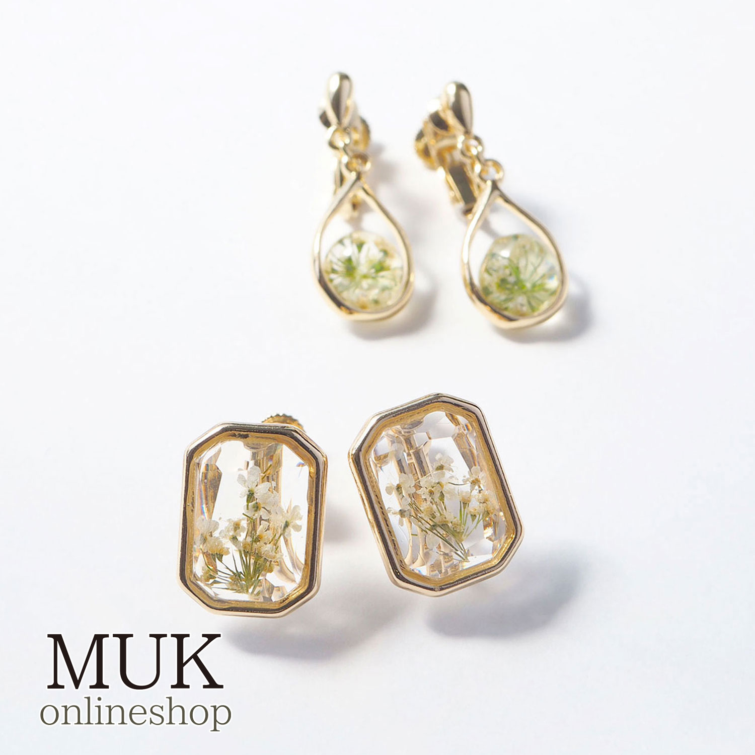 楽天市場】高品質デザインピアス レジン付きピアス ドライフラワー封入