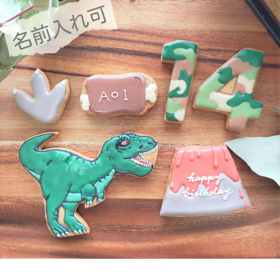 アイシングクッキー６枚セット 恐竜 ティラノサウルス 誕生日 バースデー おしゃれ かっこいい プレゼント デコレーション ケーキトッパー バースデーケーキ クッキー アイシングクッキー 男の子 女の子 注目の福袋