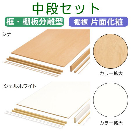 楽天市場】中段セット 框・棚板一体型 間口1945ミリ シェルホワイト色