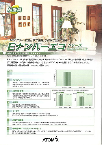 【貨物輸送無料】アトミクスE電話番号エコ 無光沢白 16kgDIY/御役目用/抗菌/VOC無償性/屋内用/超低臭