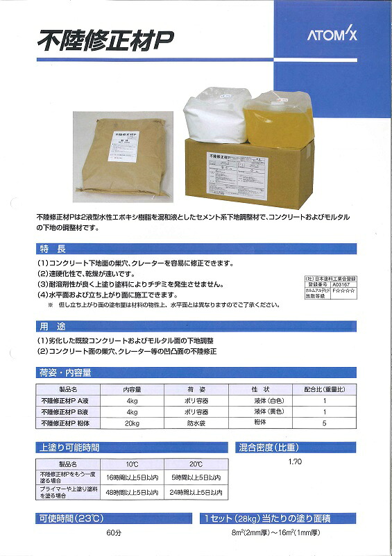 【送料無料】アトミクス不陸修正材P 28kgセット|ペイントライフ店