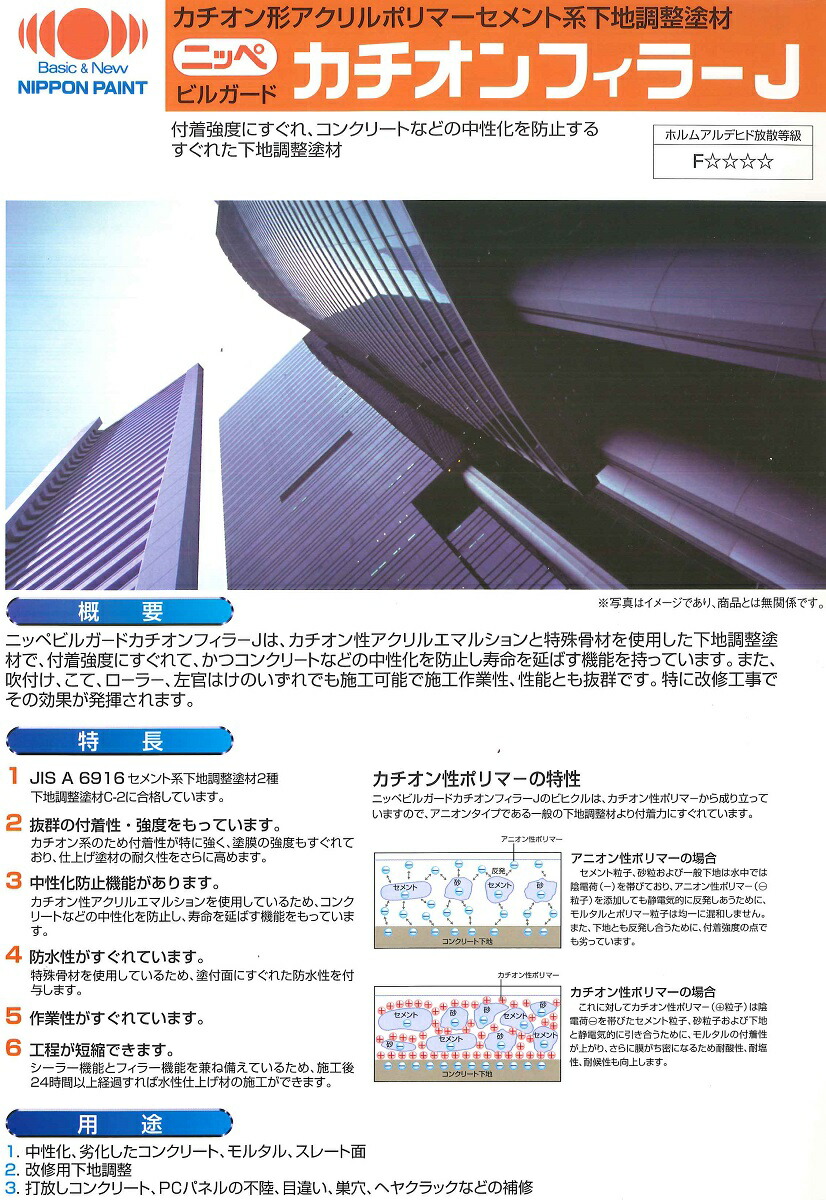 楽天市場 ビルガード カチオンフィラーj ２０kgセット ポリマーセメント系下地調整塗材 日本ペイント ペイント ショップ