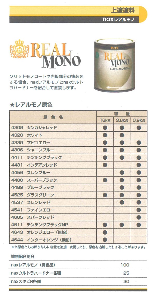 日本ペイント nax スペリオR 調色 ミツビシ T54/CMT10054 ディープ