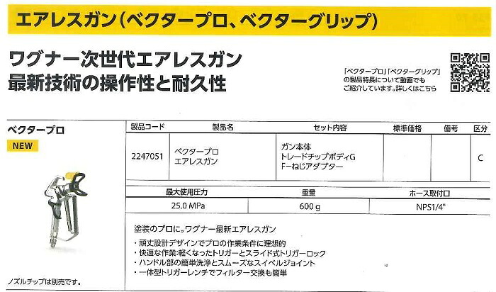 【貨物輸送無料】WAGNER ワグナー エアレスガン 2247051ベクタープロ