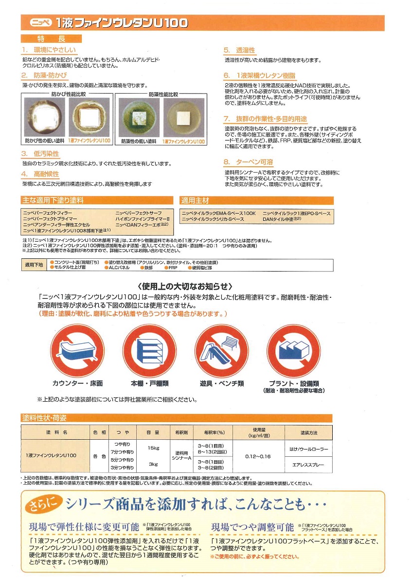 予約】 ニッペ １液ファインウレタンＵ１００ 原色 オーカーＮ