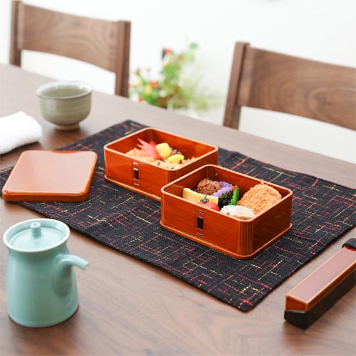 楽天市場】漆 弁当箱 2段 無垢材からくりぬき製作した高級会津塗弁当箱