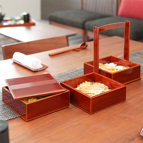 楽天市場】飛騨春慶 二段重ね弁当 手提げ重箱 箸付き 岐阜県の伝統工芸