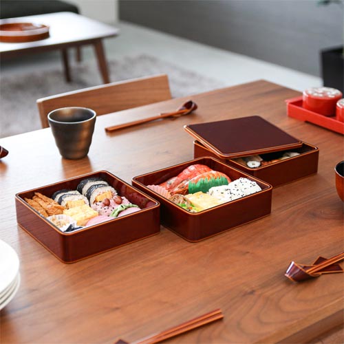 楽天市場】飛騨春慶 二段重ね弁当 手提げ重箱 箸付き 岐阜県の伝統工芸