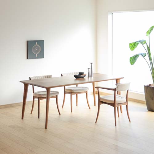 飛騨調度品 HIDA 飛騨産業 Jin Dining 侭夕ご飯 矩形天板 カービング脚 国産調度品 純一無雑 夕ご飯速見表 オーク材 ウォール中毒者