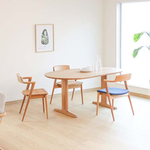 飛騨調度品 HIDA 飛騨産業 Jin Dining 侭夕ご飯 豆型天板 T脚 国産調度品 純一無雑 夕ご飯速見表 オーク材 ウォール中毒者