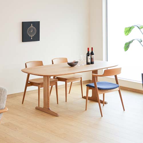 飛騨調度品 HIDA 飛騨産業 Jin Dining 侭夕ご飯 オーバル型天板 T脚 国産調度品 純一無雑 夕ご飯速見表 オーク材 ウォール中毒者