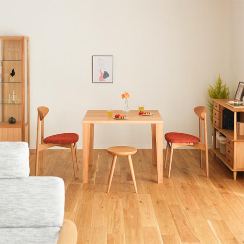 飛騨家具 HIDA 飛騨産業 Jin Dining 侭ダイニング 正方形天板 角テーパー脚 国産家具 無垢 ダイニングテーブル オーク ウォールナット|MUKU工房(家具&クラフト)