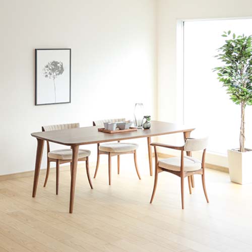 飛騨調度品 HIDA 飛騨産業 Jin Dining 侭夕ご飯 トノー形天板 カービング脚 国産調度品 純一無雑 夕ご飯速見表 オーク材 ウォール中毒者