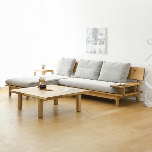 飛騨調度品 HIDA 飛騨産業 森のことば 長いす 国産調度品 醇乎たる カウチソファ オーク材 ウォール中毒者 布切れ 結びあわせるなめし革 本革 インテリア・寝具・収納-ソファ・ソファベッド-ソファ