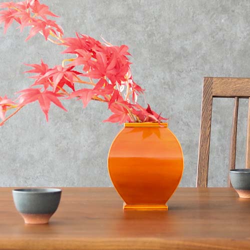 飛騨春慶 福壽塗師細工店 平胴張花器 言い慣わし芸術品 木製 花器
