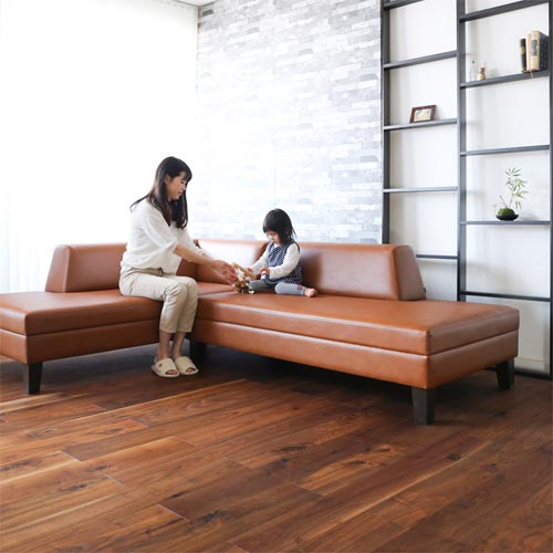旭川家具 MIYATA 宮田産業 JUSTIN ジャスティン 国産家具 無垢 カウチソファ 布地|MUKU工房(家具&クラフト)