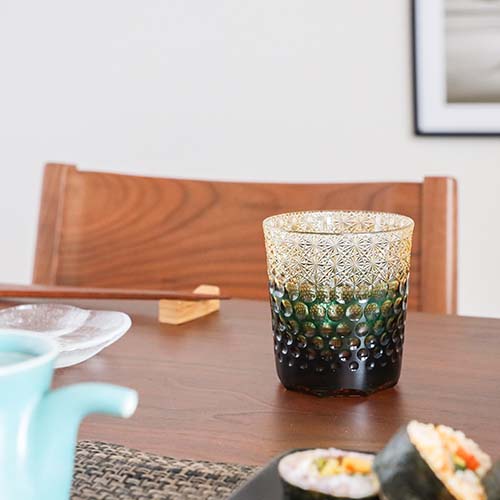 江戸切子 SAIHO 硝子工房彩鳳 M-204 オールド 菊繋ぎに玉重 伝統工芸品 ガラス製 コップ|MUKU工房(家具&クラフト)