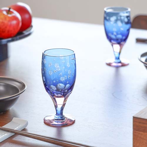 江戸切子 SAIHO 硝子工房彩鳳 M-64 足付ビール杯 桜 伝統工芸品 ガラス製 コップ
