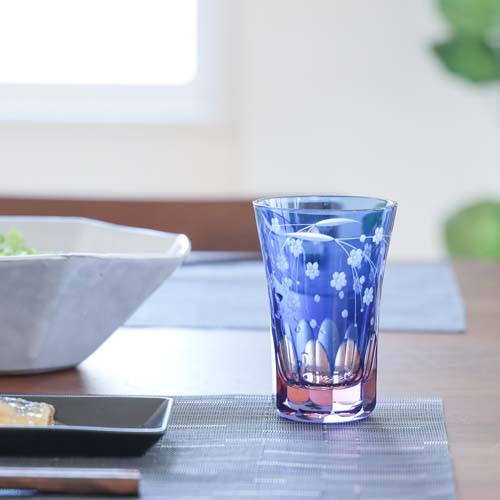 江戸切子 SAIHO 硝子工房彩鳳 M-7064 天開タンブラー 桜 伝統工芸品 ガラス製 コップ