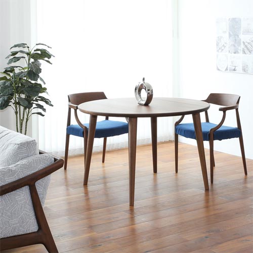 飛騨家具 shirakawa シラカワ BLANCO ブランコ 丸ダイニングテーブル 国産家具 無垢 ダイニングテーブル レッドオーク ウォールナット|MUKU工房(家具&クラフト)