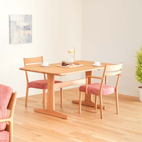 飛騨家具 shirakawa シラカワ chiffon シフォン 無垢天板テーブル 国産家具 無垢 ダイニングテーブル レッドオーク|MUKU工房(家具&クラフト)