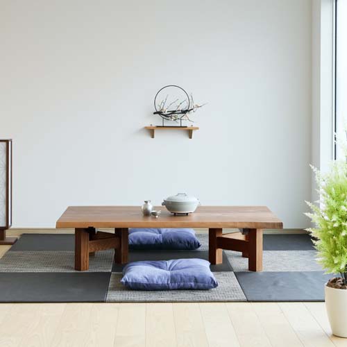 飛騨調度品 shirakawa シラカワ Hidano Takmi Kobo 飛騨の匠制作室 置き目一覧表 鉤型脚 国産調度品 醇乎たる 座卓 赤いことオーク材 ウォール中毒者 死灰